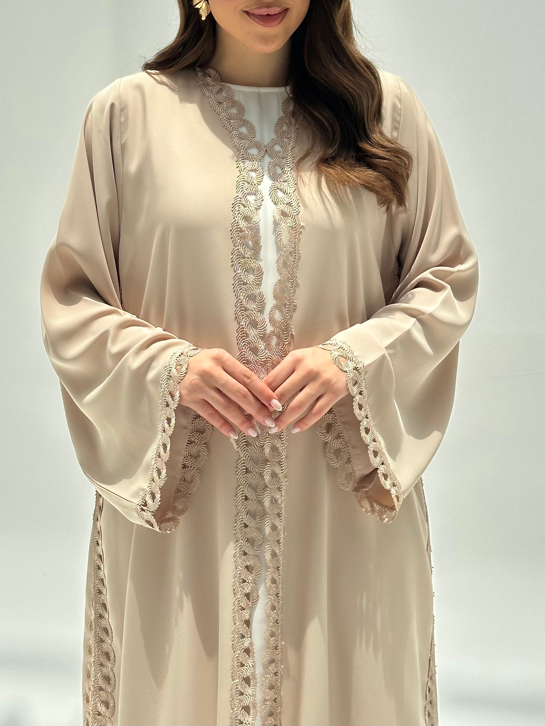 C 2219 Cream Lace Abaya