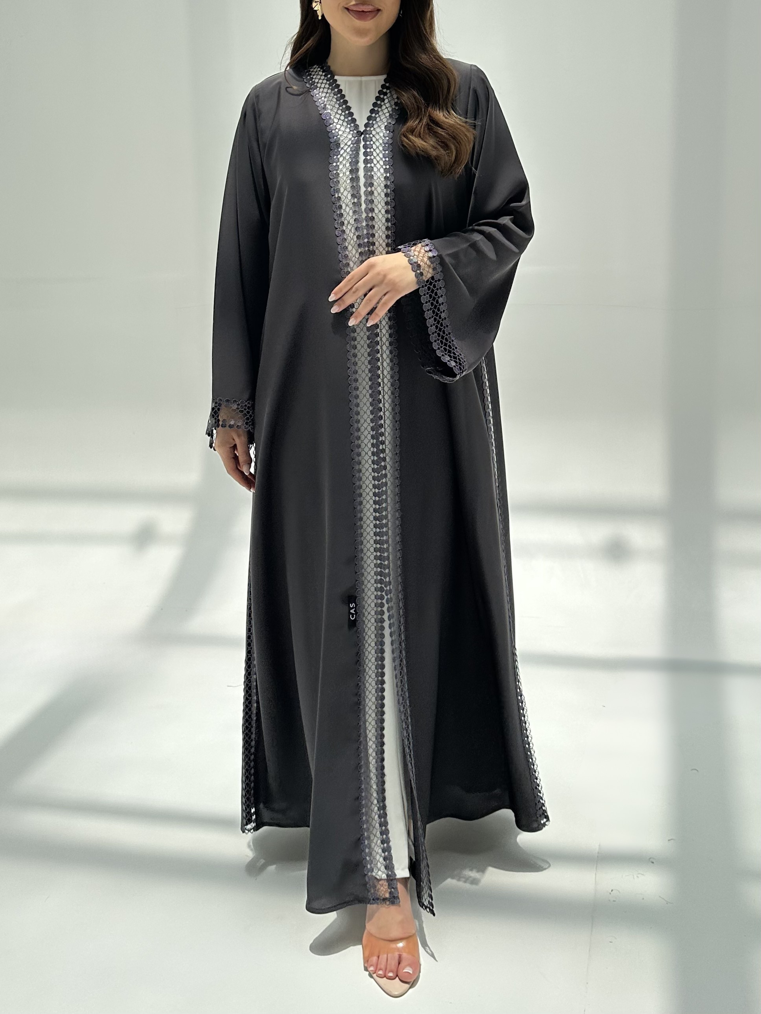 C 2220 Charcoal Lace Abaya