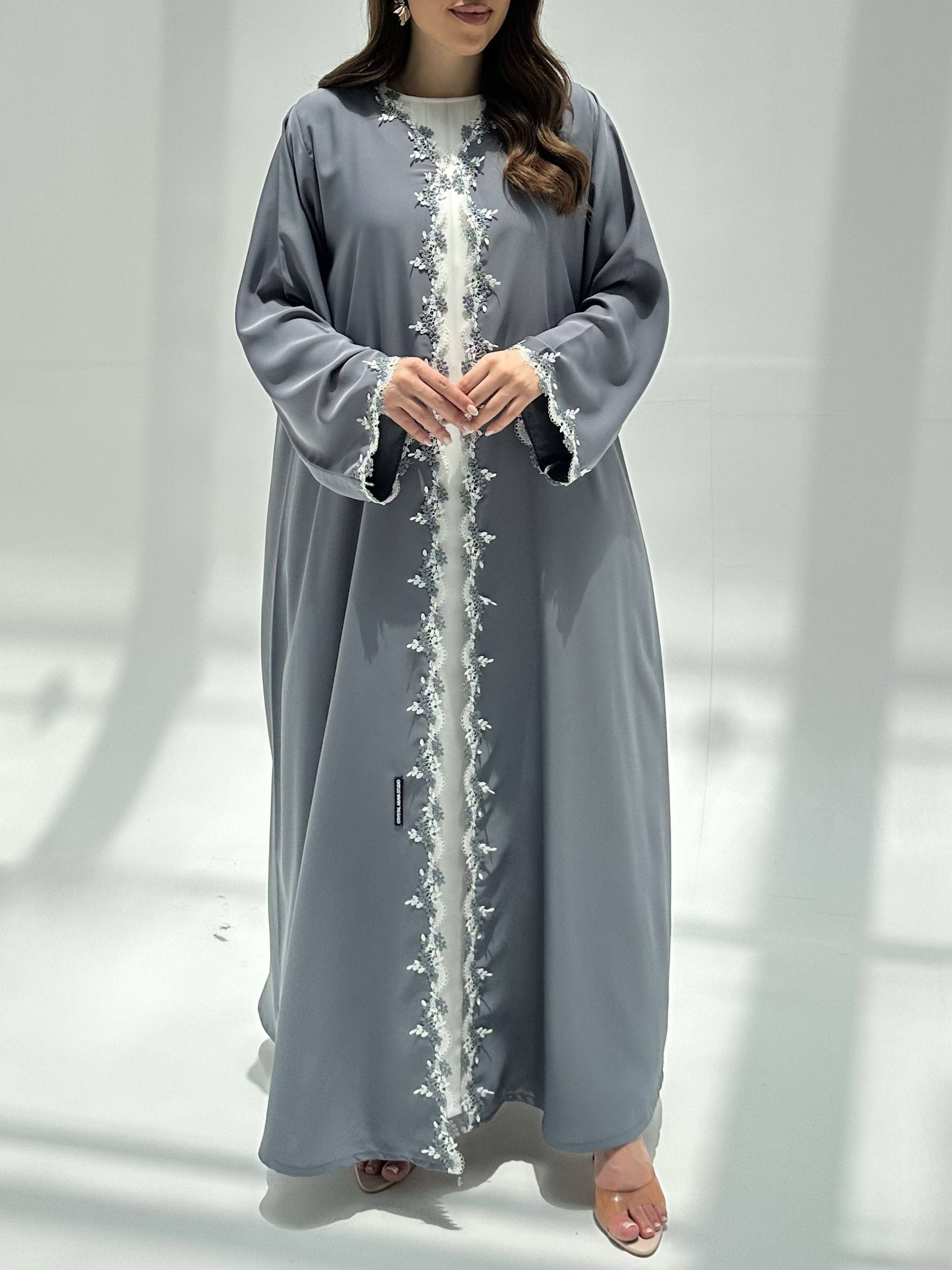 C 2221 Silver Fern Lace Abaya