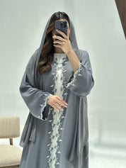 C 2221 Silver Fern Lace Abaya