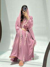 C 2222 Carnation Pink Lace Abaya