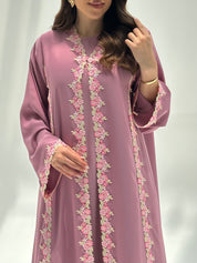 C 2222 Carnation Pink Lace Abaya