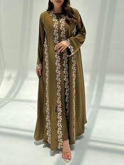 C 2224 Dusky Olive Lace Abaya