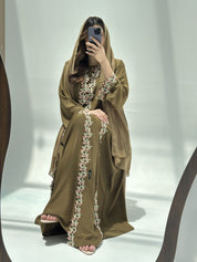 C 2224 Dusky Olive Lace Abaya