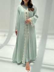 C 2225 Light Turquoise Lace Abaya
