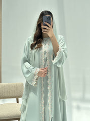 C 2225 Light Turquoise Lace Abaya