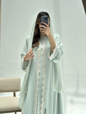 C 2225 Light Turquoise Lace Abaya