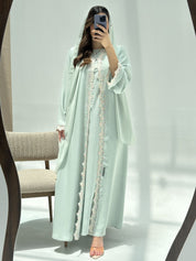C 2225 Light Turquoise Lace Abaya