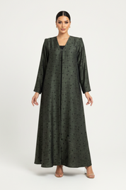 C 2227-04 Hunter Green Polka Dot Abaya