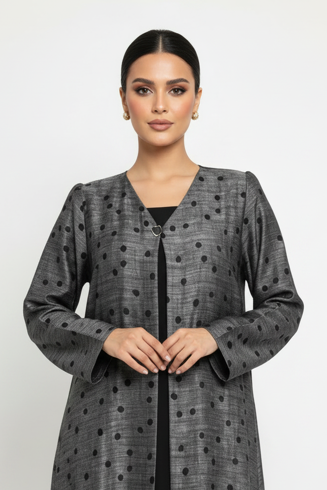 C 2227-06 Grey Polka Dot Abaya