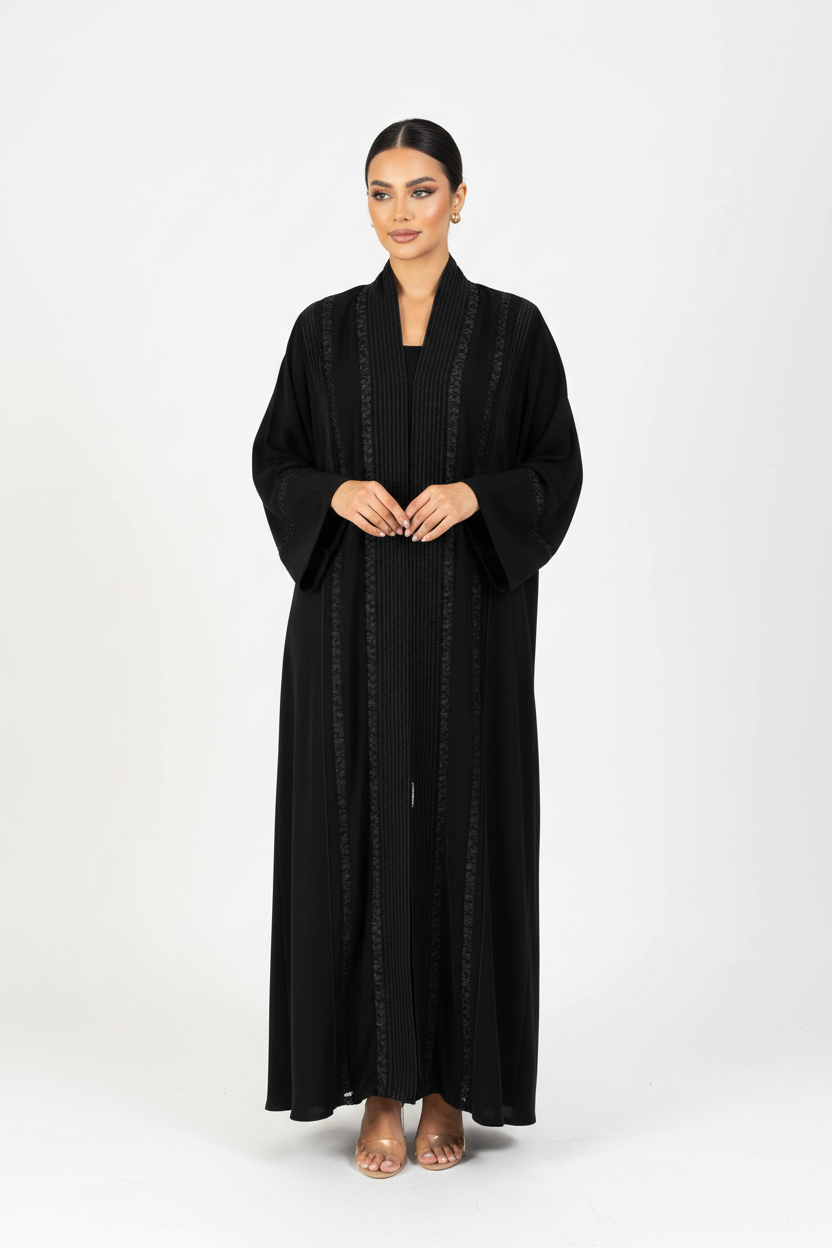 C 2230 Black Lace Abaya
