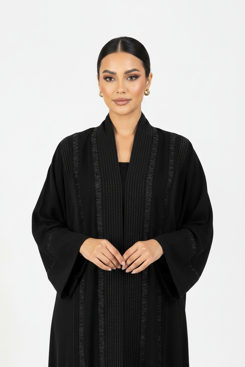 C 2230 Black Lace Abaya