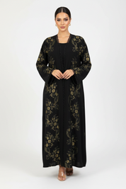 C 2231-02 Black Gold Floral Abaya