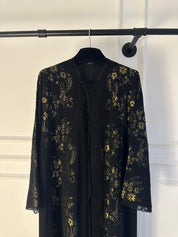 C 2231-02 Black Gold Floral Abaya