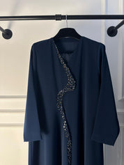 C 2234 Navy Blue Beaded Abaya