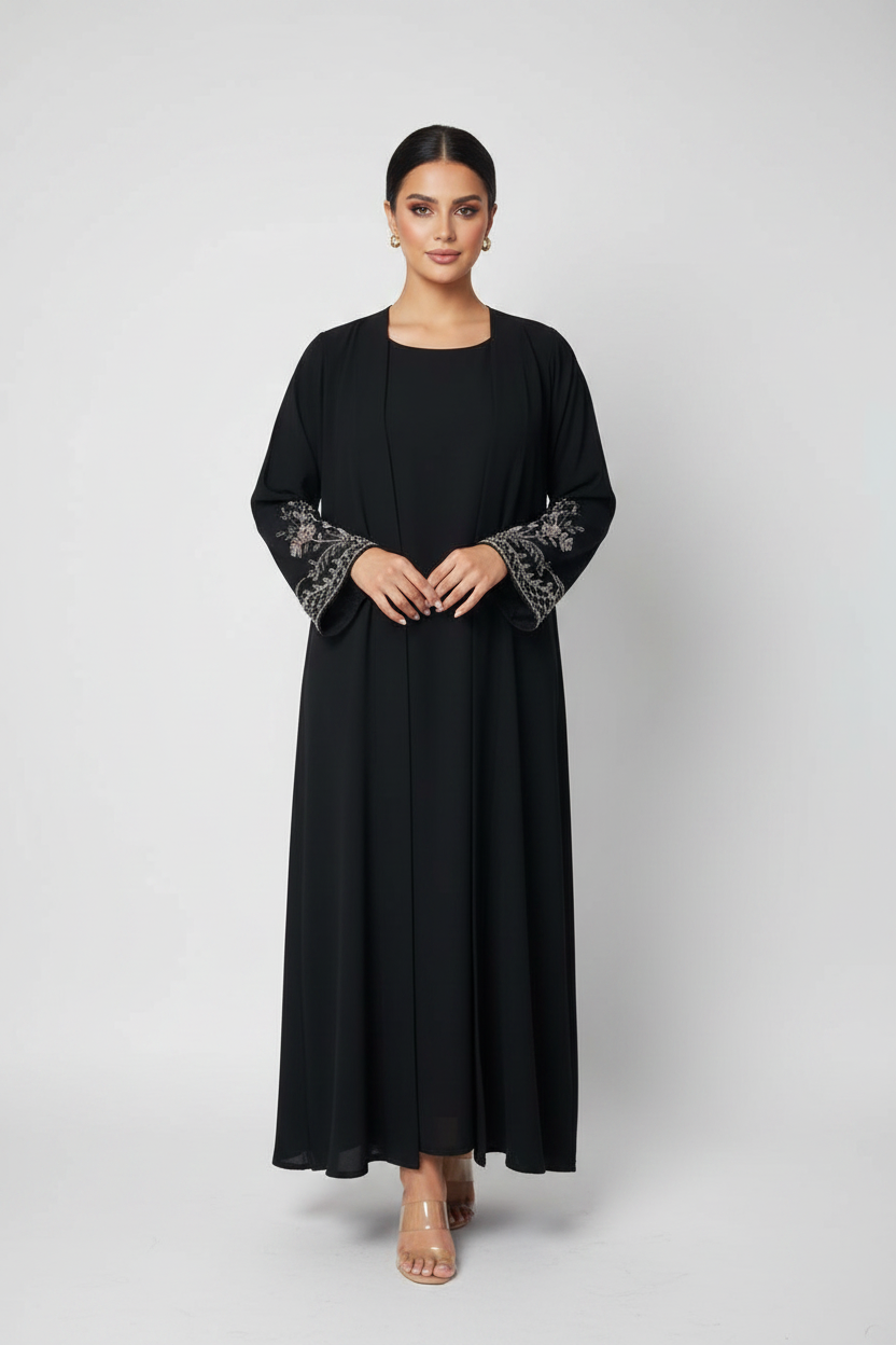 C 2235 Black Beaded Abaya