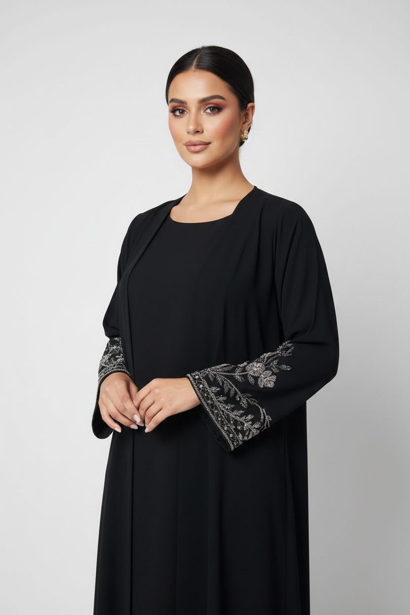 C 2235 Black Beaded Abaya