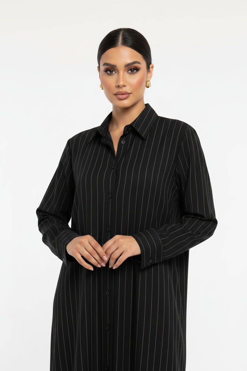 C 2237 Black Striped Travel Dress