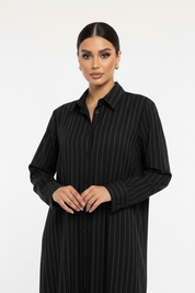 C 2237 Black Striped Travel Dress
