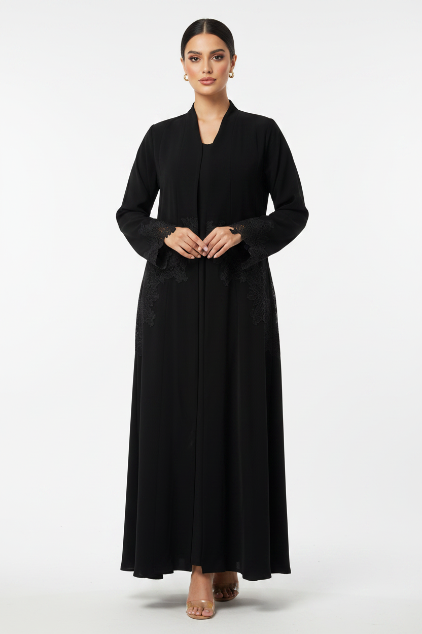 C 2238 Black Lace Abaya