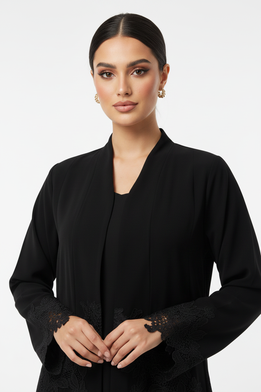 C 2238 Black Lace Abaya