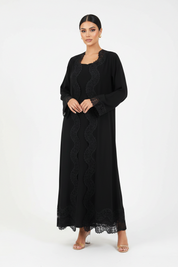C 2239 Black Lace Abaya