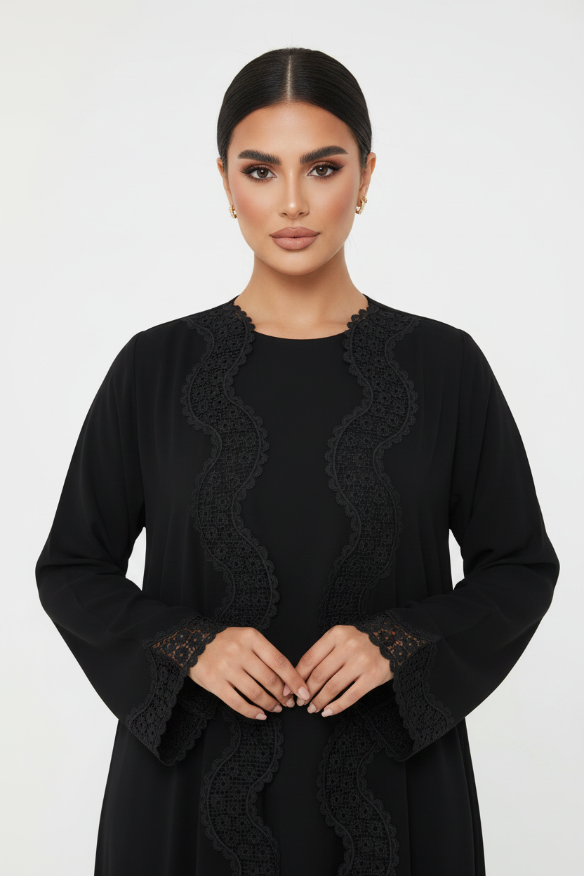 C 2239 Black Lace Abaya