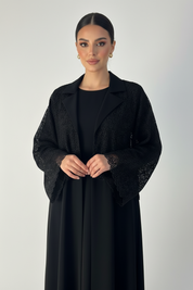 C 2240-01 Black Dantel Abaya