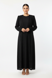 C 2242 Black Dotted Abaya