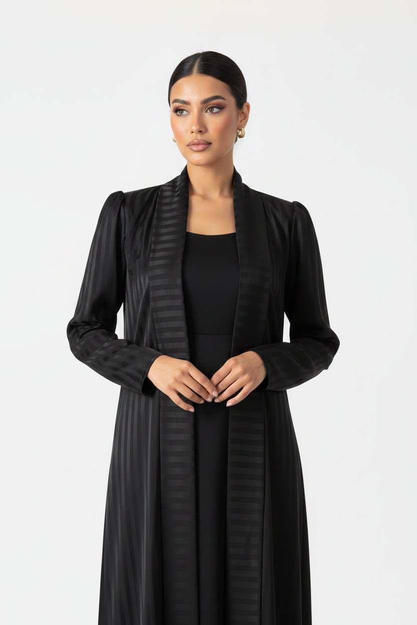 C 2243 Black Striped Abaya