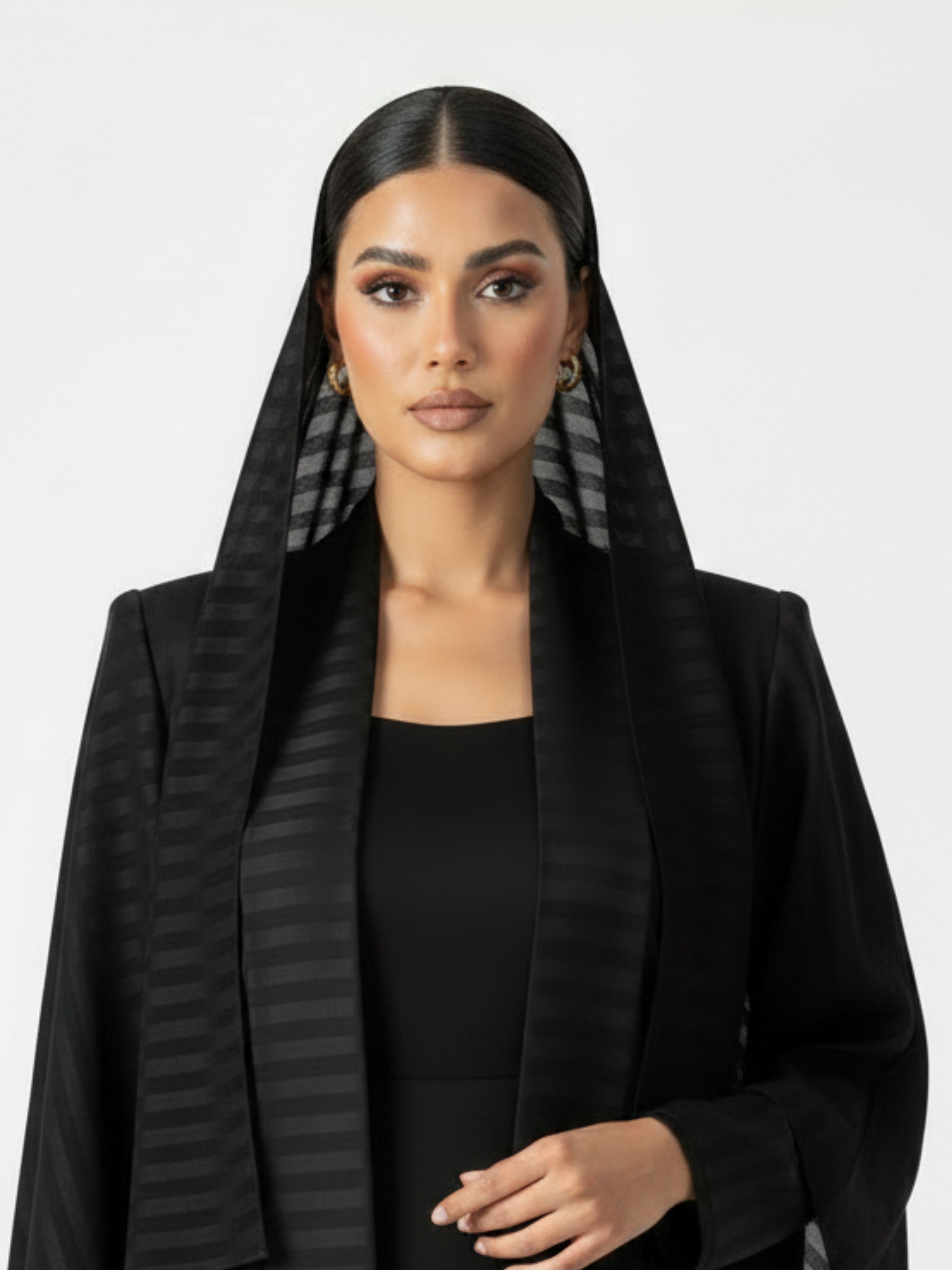 C 2243 Black Striped Abaya