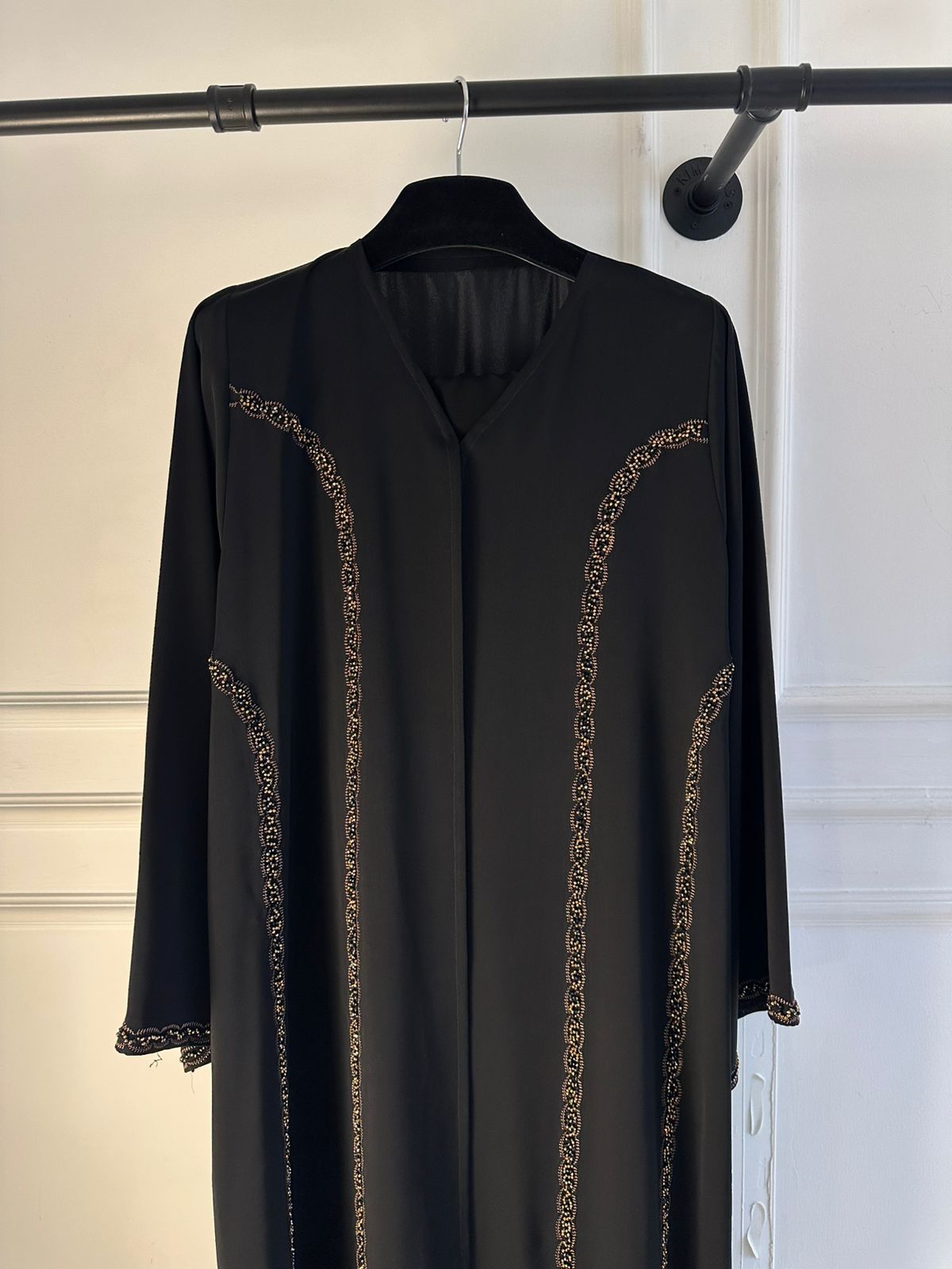 C 2246 Black Beaded Abaya