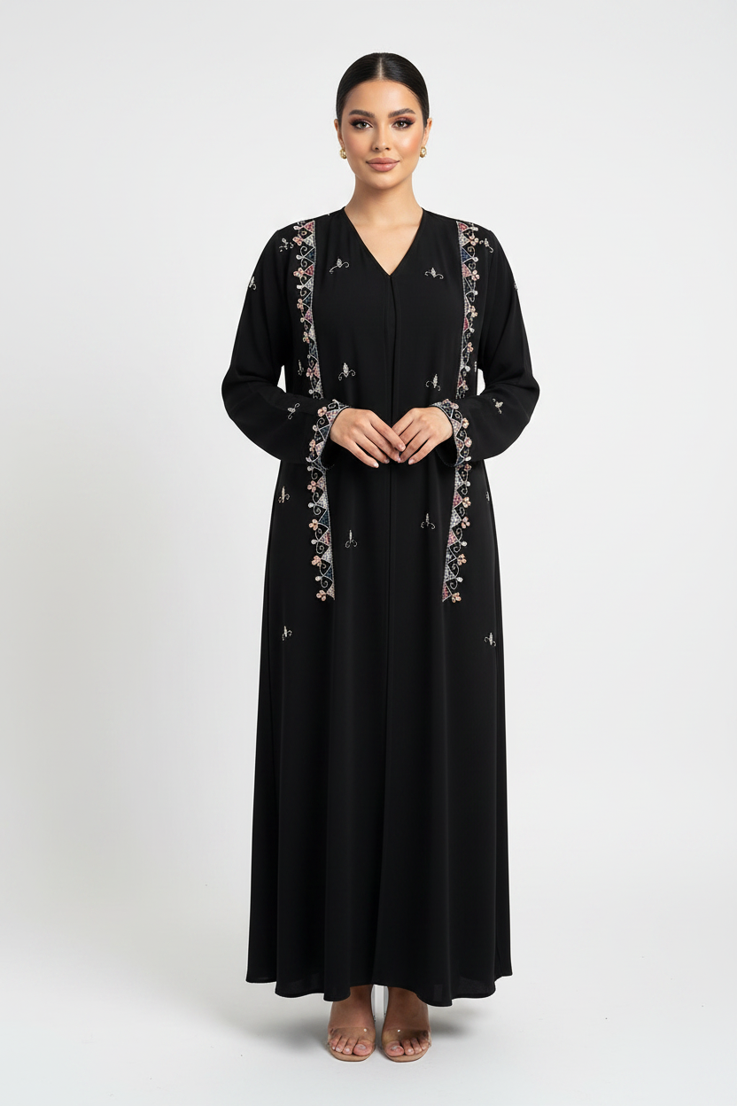 C 2247 Black Beaded Abaya