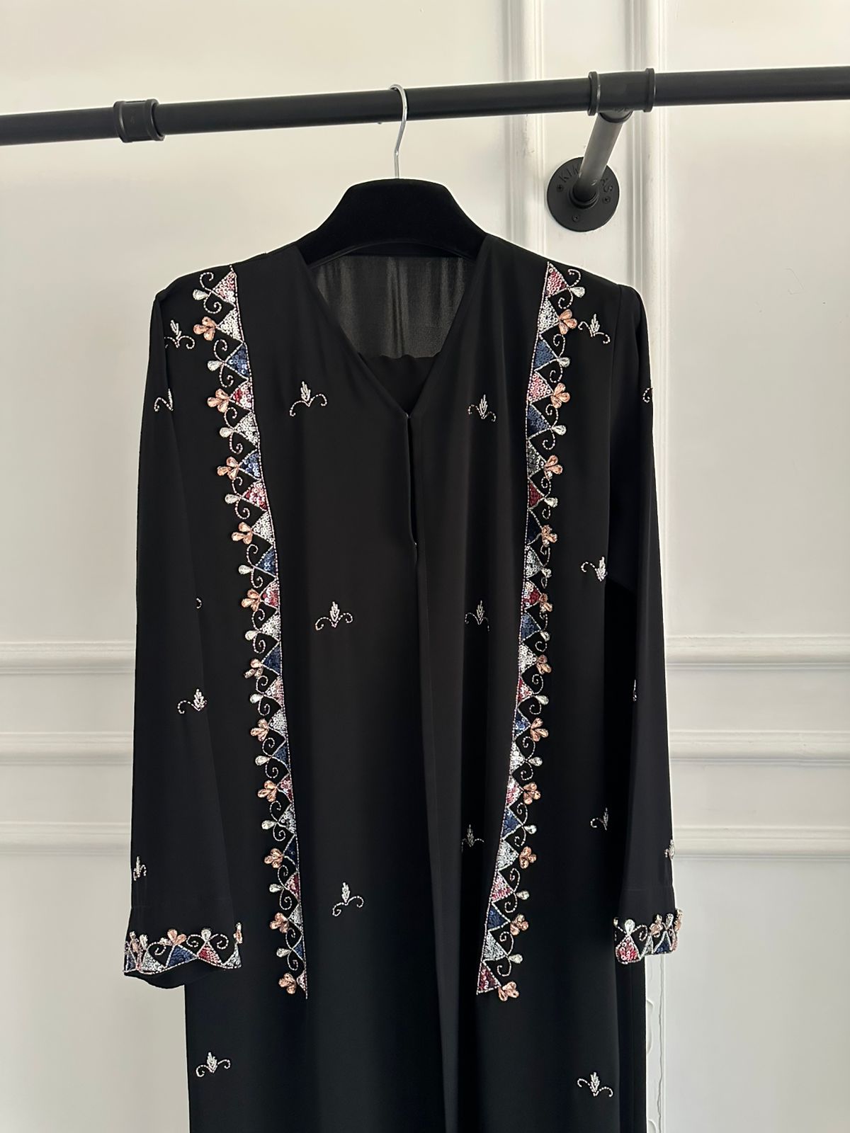 C 2247 Black Beaded Abaya