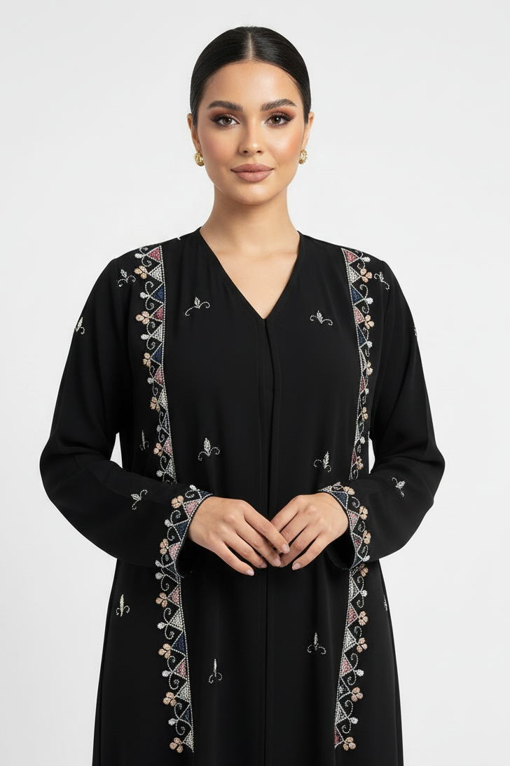 C 2247 Black Beaded Abaya