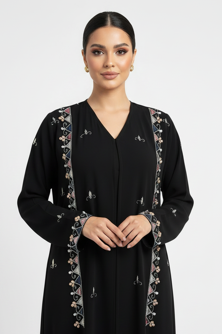 C 2247 Black Beaded Abaya