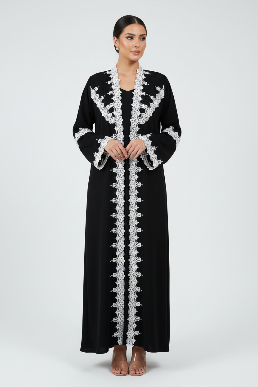 C 2248 Black Lace Abaya
