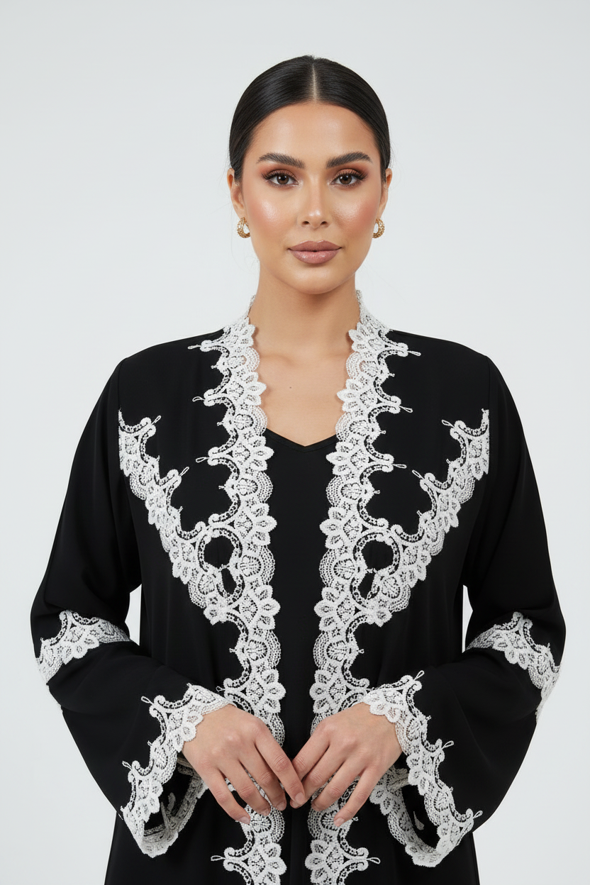 C 2248 Black Lace Abaya