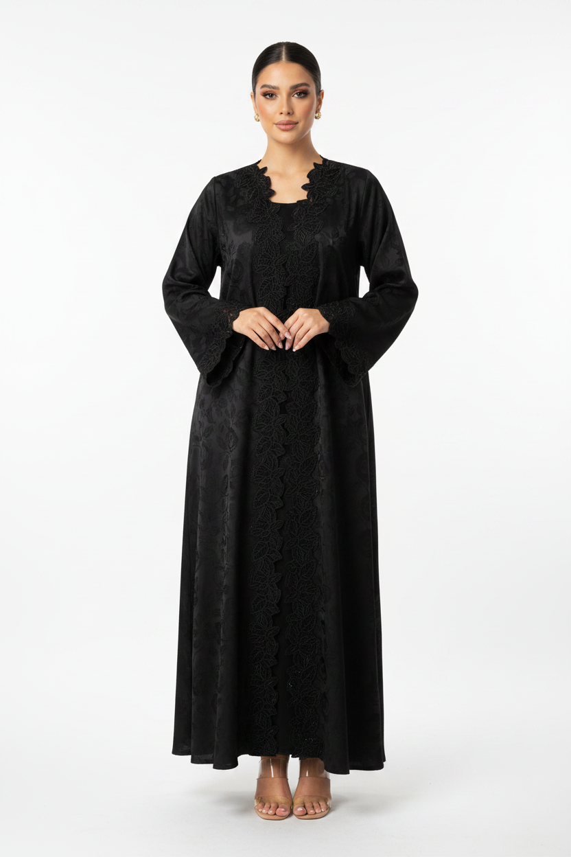 C 2249 Black Lace Abaya