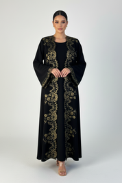 C 2250 Black Gold Lace Abaya