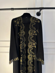 C 2250 Black Gold Lace Abaya