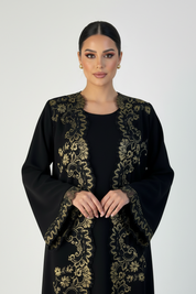 C 2250 Black Gold Lace Abaya