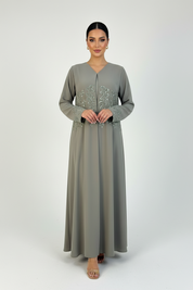 C 2252 Sage Green Sequins Abaya