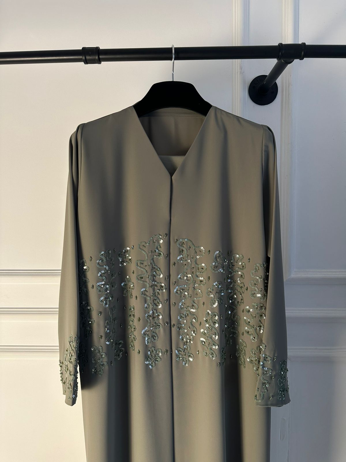 C 2252 Sage Green Sequins Abaya