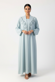 C 2254 Baby Blue Beaded Abaya