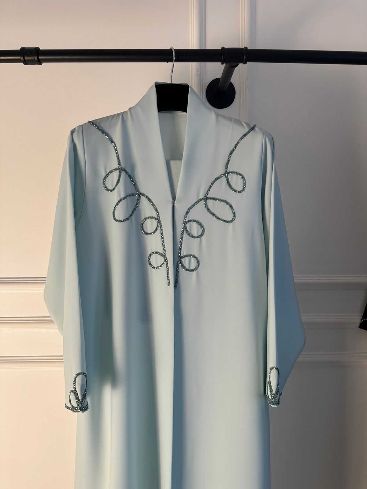 C 2254 Baby Blue Beaded Abaya
