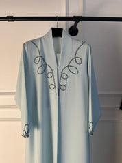 C 2254 Baby Blue Beaded Abaya