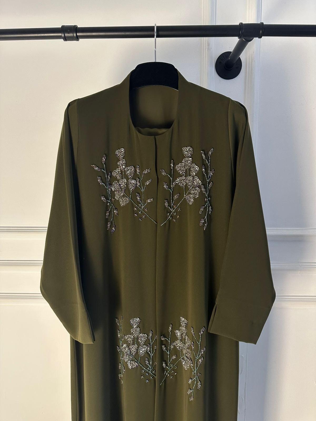 C 2257 Fern Green Beaded Abaya
