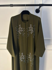 C 2257 Fern Green Beaded Abaya