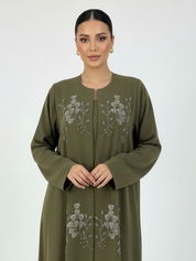 C 2257 Fern Green Beaded Abaya